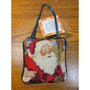 CHRISTMAS Needlepoint Door Knob Hanger SANTA CLAUS ~Velvet Backing~ 4.5" ~NEW